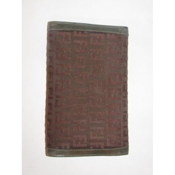Fendi Dark Brown Small 'F' Logo Canvas Tri-Fold - Picture 4 of 12